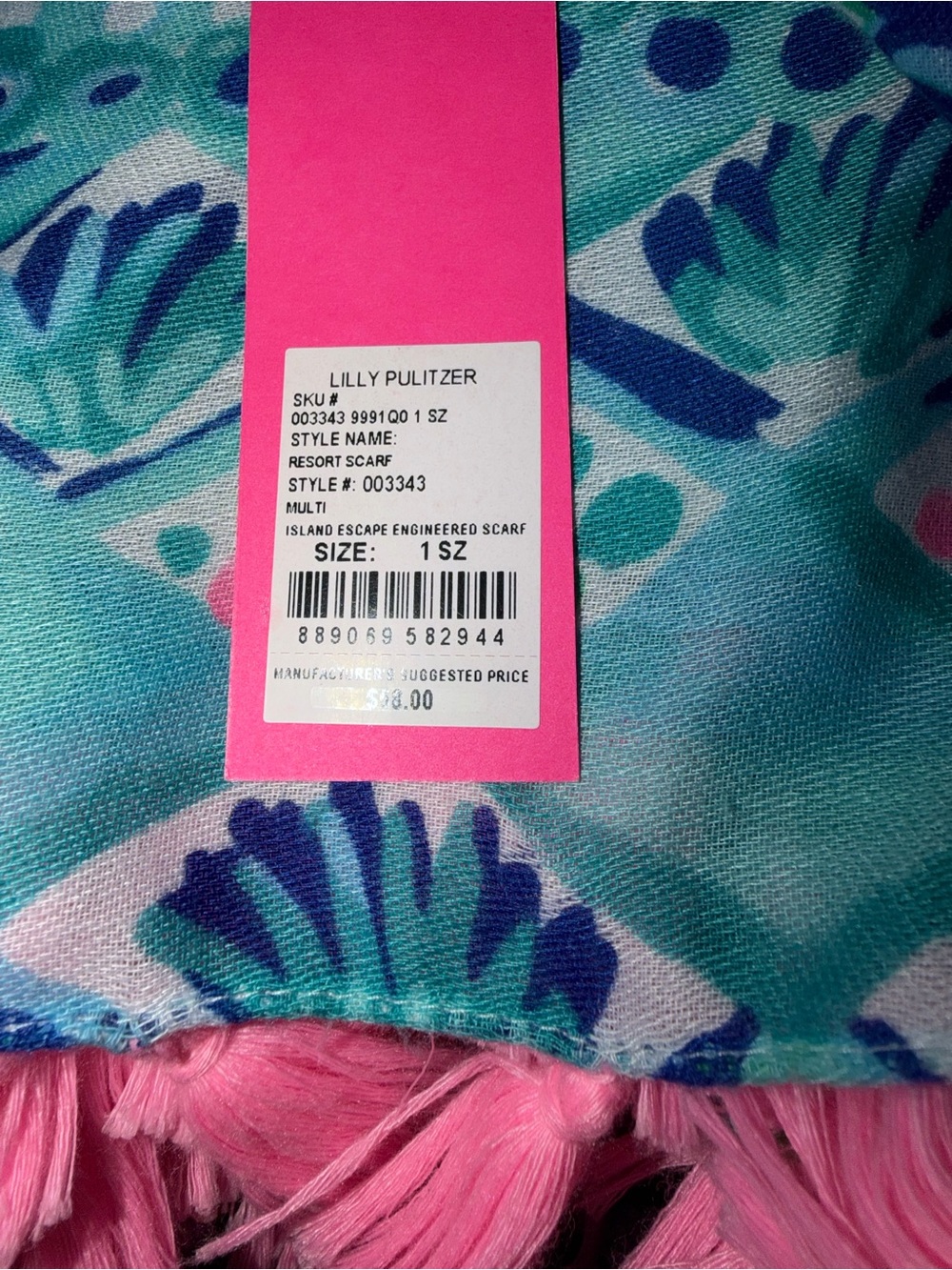 NWT Lilly Pulitzer Resort Scarf Island Escaped Engineered OS 40”x74” MSRP $58 - Picture 3 of 6